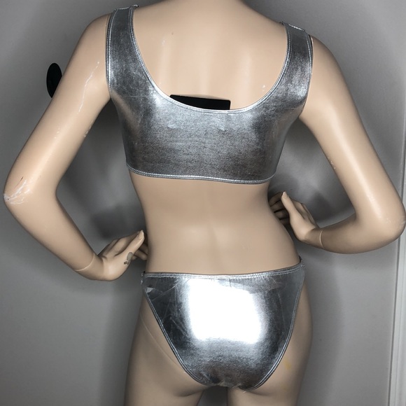 SILVER METALLIC 2 PIECE SWIM SET - Picture 13 of 13